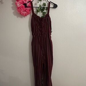 Striped Burgundy Jumpsuit